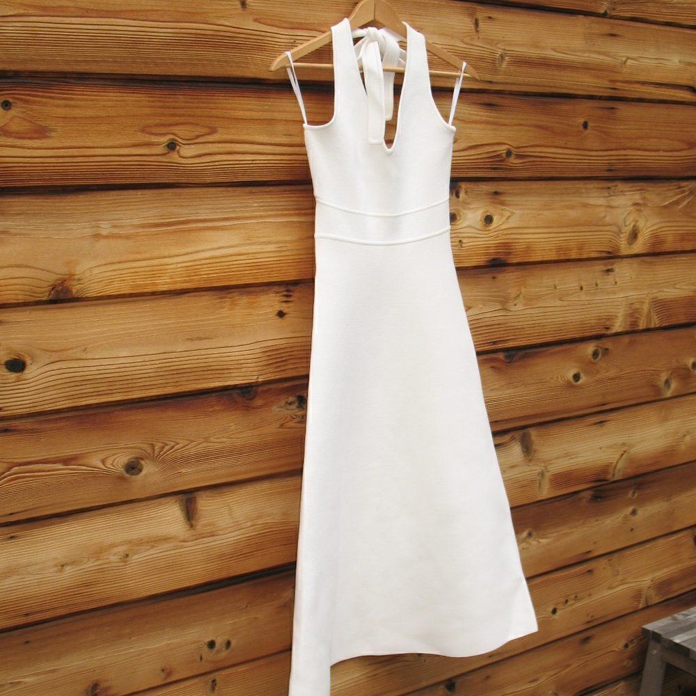 Scanlan Theodore Ivory Crepe Halter Dress - Picture 3 of 10